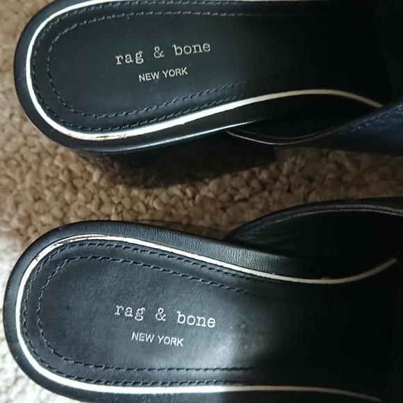 Rag & Bone Millie Suede & Leather Chunky Heel Mule In Black size 37 - Picture 4 of 15